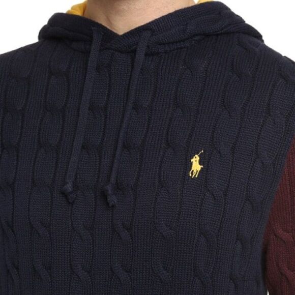 Polo Ralph Lauren color block Popover Hoodie Hunter Navy Combo Size Medium NWT - Picture 4 of 8